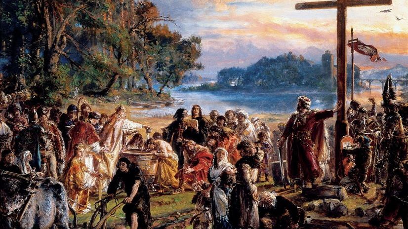 Wikimedia Commons / Christianization of Poland A.D. 966. / Ewa Suchodolska, Marek Wrede (1998) / Jan Matejko